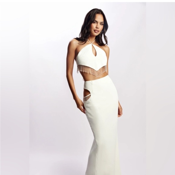 NWT Meshki Jayleen Maxi Skirt With Fringe Size Medium - Picture 1 of 6